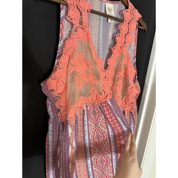 SELF ESTEEM Women's 1X Boho Lace Multicolored Open Flowy Sleeveless Vest‎ - Picture 2 of 7